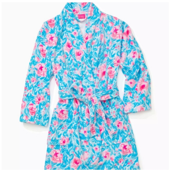 Lilly Pulitzer Other - Lilly Pulitzer Belted Tie Terry Robe, Bondi Blue, My Little Peony, (OS N…